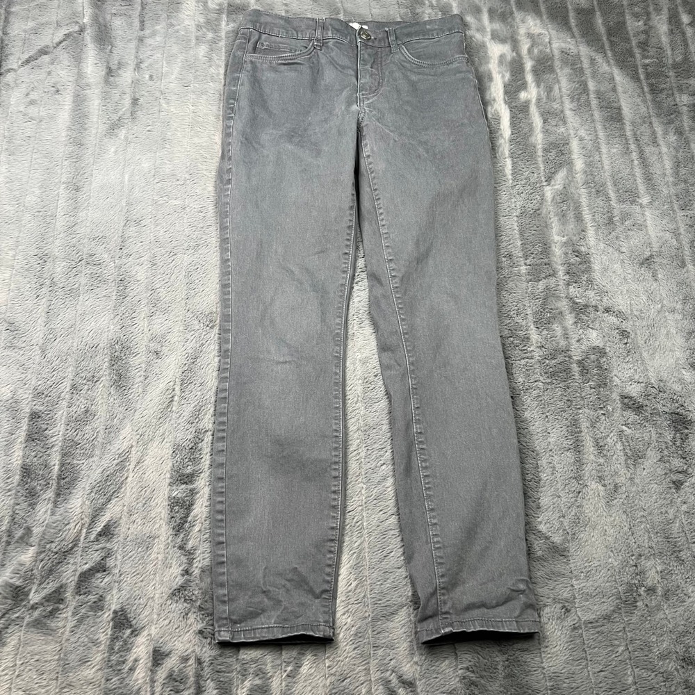 Loft Womens Grey Sateen Skinny Pants Size 2 26 Stretch Mid Rise 5-Pocket 15403